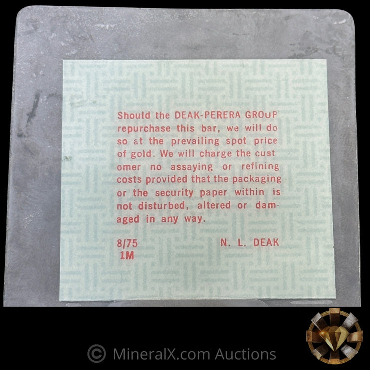 1oz Deak Perera Group Sealed Assay Credit Suisse Vintage Gold Bar