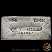 50oz Engelhard 6th Series Bull Logo Large Font Serial Variety Vintage Silver Bar