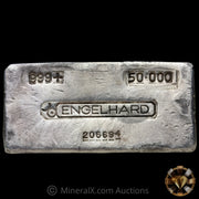 50oz Engelhard 6th Series Bull Logo Small Font Serial Variety Vintage Silver Bar