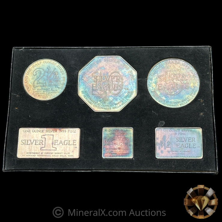 1969 W H Foster Complete Silver Eagles Nest Set Rare "Hercaimy Enterprises Variety" With All Original Shipping Boxes (19.25oz Total)
