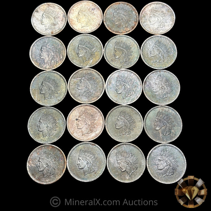 x20 1oz Indian Head Vintage Silver Coin Lot