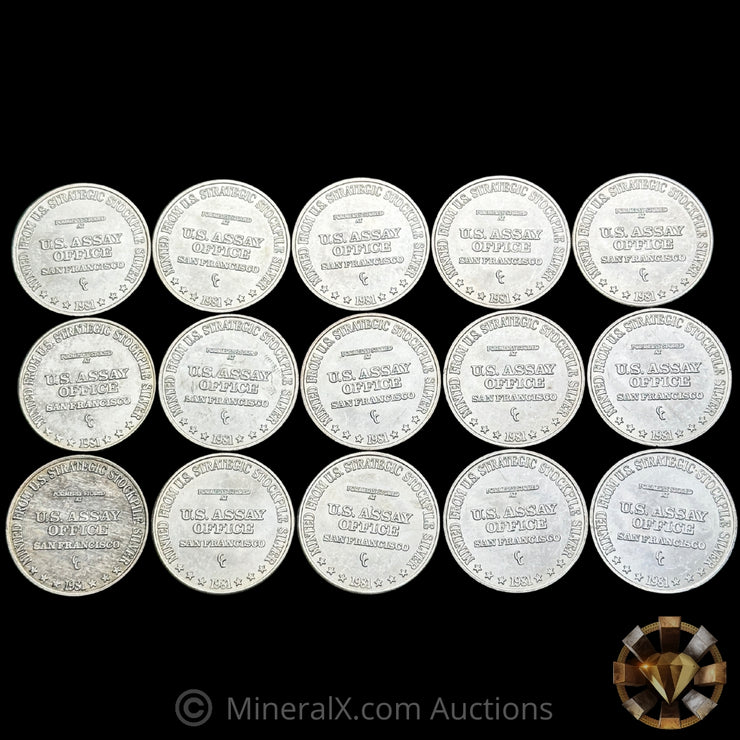 x15 1oz 1981 US Assay Office San Francisco Vintage Silver Trade Unit Coin Lot