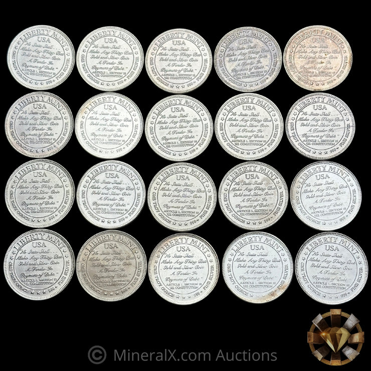 x20 1oz 1985 Liberty Mint Vintage Silver Coin Lot