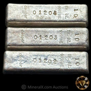 x3 10oz Casper Vintage Silver Bar Lot With Sequential Serial Numbers