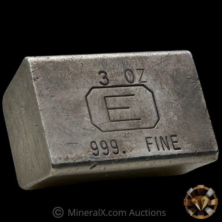 3oz Engelhard E Logo Industrial Extruded Vintage Silver Bar With Low Serial