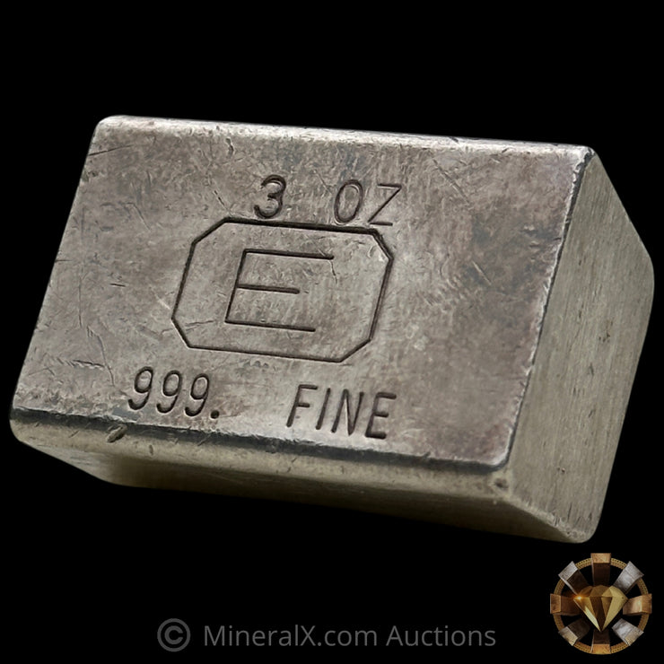 3oz Engelhard E Logo Industrial Extruded Vintage Silver Bar With Low Serial