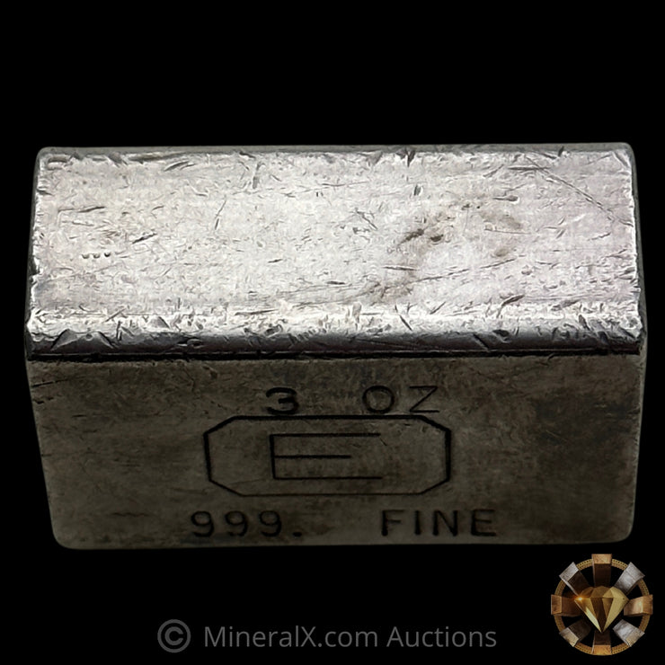 3oz Engelhard E Logo Industrial Extruded Vintage Silver Bar With Low Serial