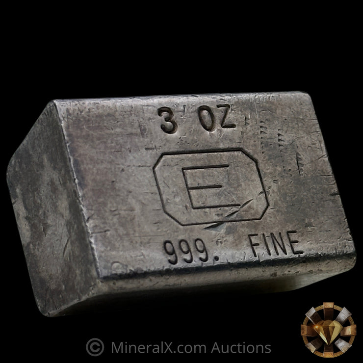 3oz Engelhard E Logo Industrial Extruded Vintage Silver Bar With Low Serial