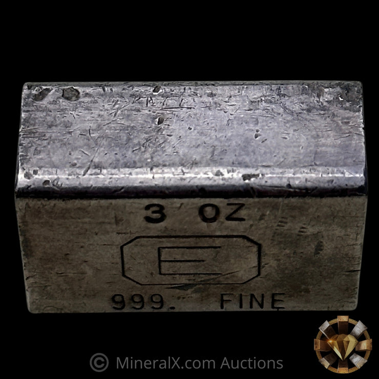 3oz Engelhard E Logo Industrial Extruded Vintage Silver Bar With Low Serial