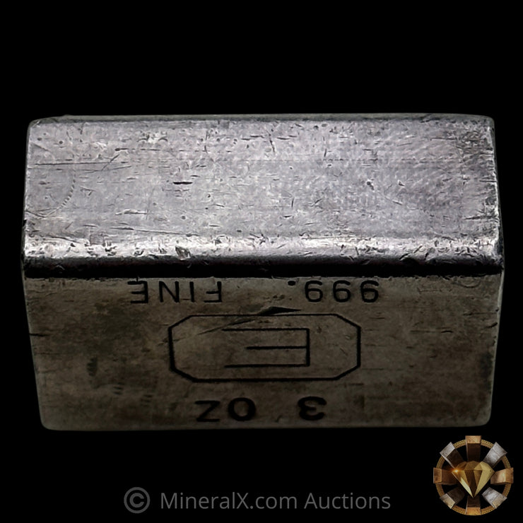 3oz Engelhard E Logo Industrial Extruded Vintage Silver Bar With Low Serial