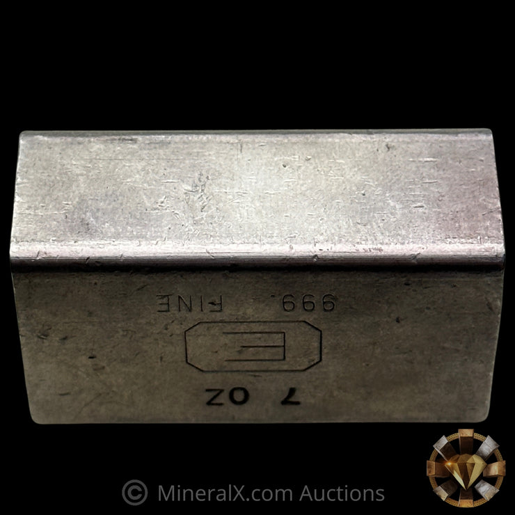7oz Engelhard E Logo Reverse Stamp Low Serial Variety Industrial Extruded Vintage Silver Bar