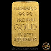 10g Harringtons Australia Rare Undocumented "9999 Premium" Variety Vintage Gold Bar