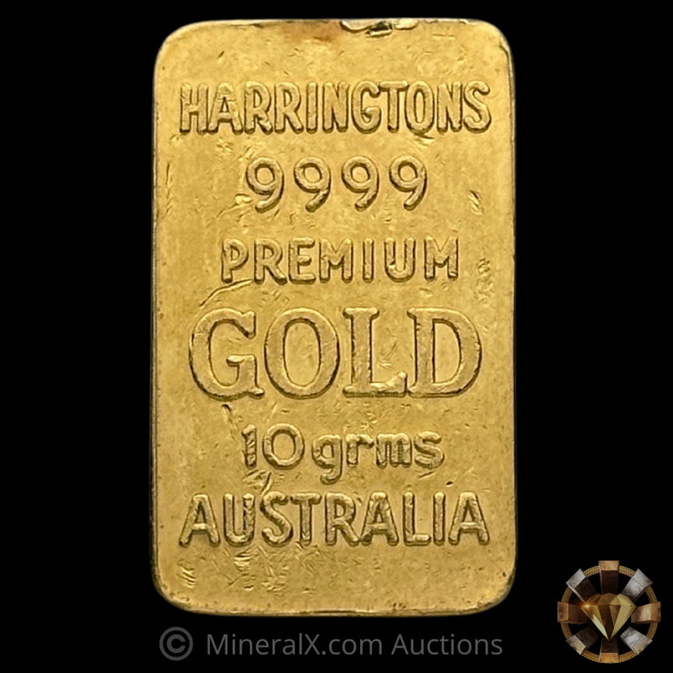 10g Harringtons Australia Rare Undocumented "9999 Premium" Variety Vintage Gold Bar