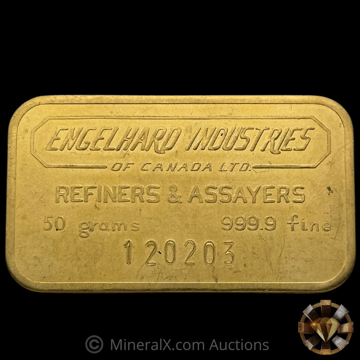 50g Engelhard Industries Refiners & Assayers Vintage Gold Bar