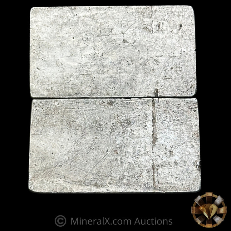 x2 25oz Delta Smelting & Refining Vintage Silver Bars With Sequential Serial Numbers
