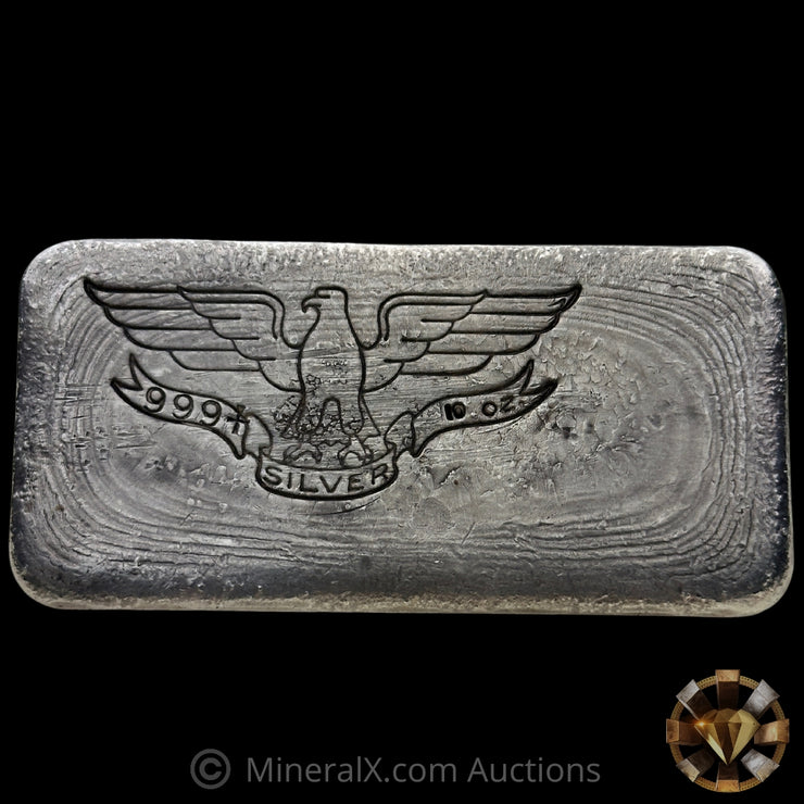 10oz W H Foster Vintage Silver Bar With Rare Star Triangle and Serial Reverse Counterstamps