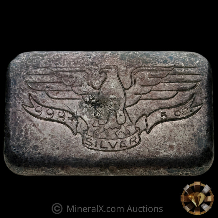 5oz W H Foster Vintage Silver Bar With Star & Triangle Reverse Counterstamps