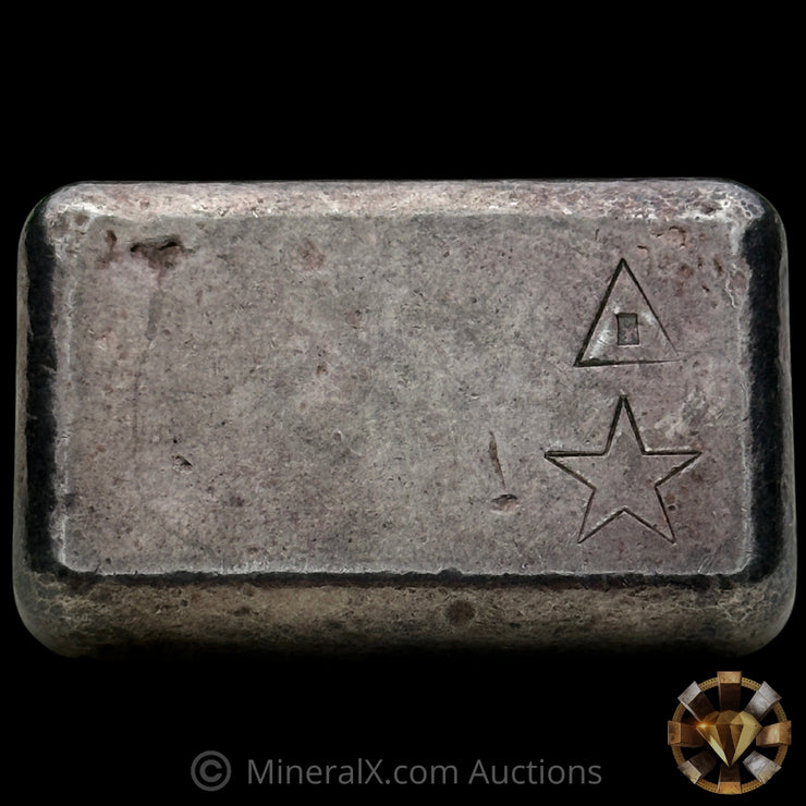5oz W H Foster Vintage Silver Bar With Star & Triangle Reverse Counterstamps