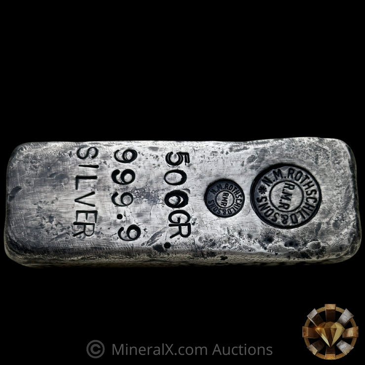 500g N.M. Rothschild & Sons RMR Vintage Silver Bar