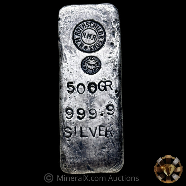 500g N.M. Rothschild & Sons RMR Vintage Silver Bar