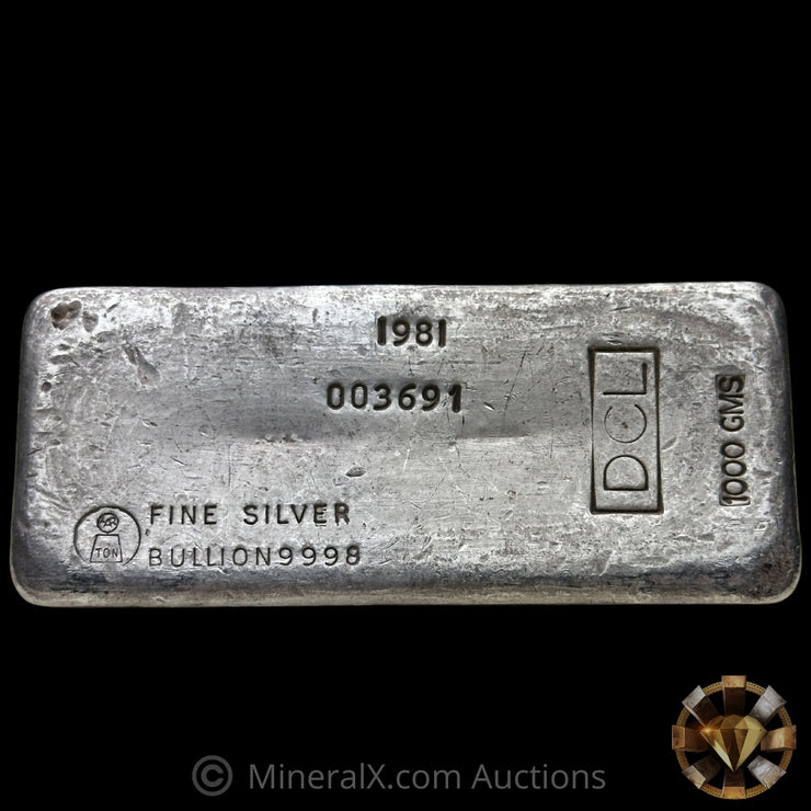 1000g (Kilo) 1981 Harrington Metallurgy Ltd Australia Vintage Silver Bar with DCL Counterstamp