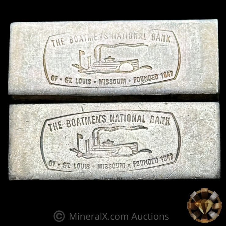 x2 2oz The Boatmens National Bank Vintage Silver Bar Lot With Sequential Serials