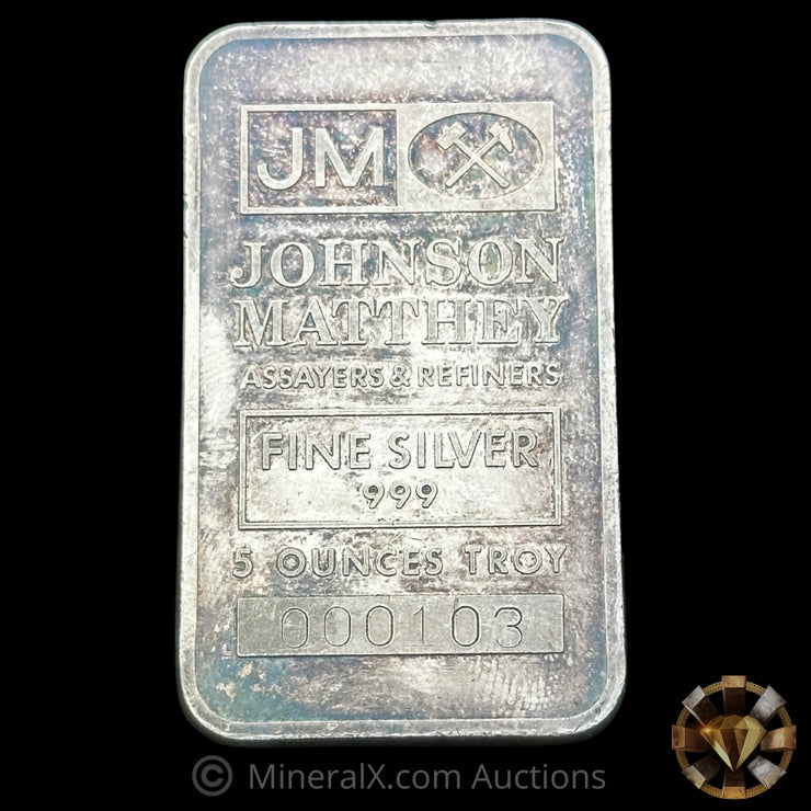 5oz JM Johnson Matthey KIdd Creek Mining Ltd Vintage Silver Bar With Low Serial
