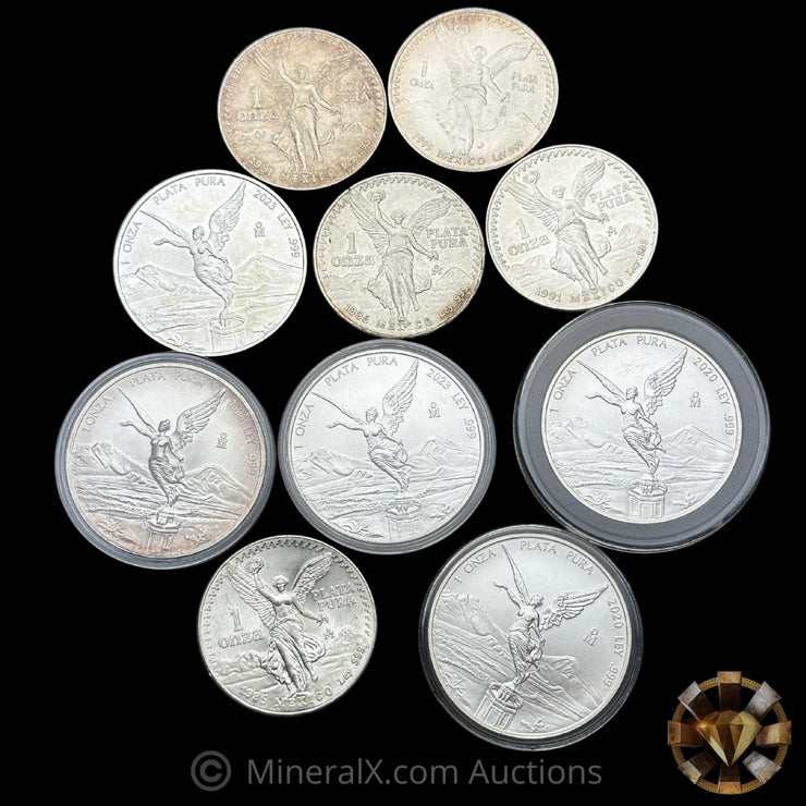 x10 1oz Mexican Libertad Silver Coin Lot (Mixed Dates)