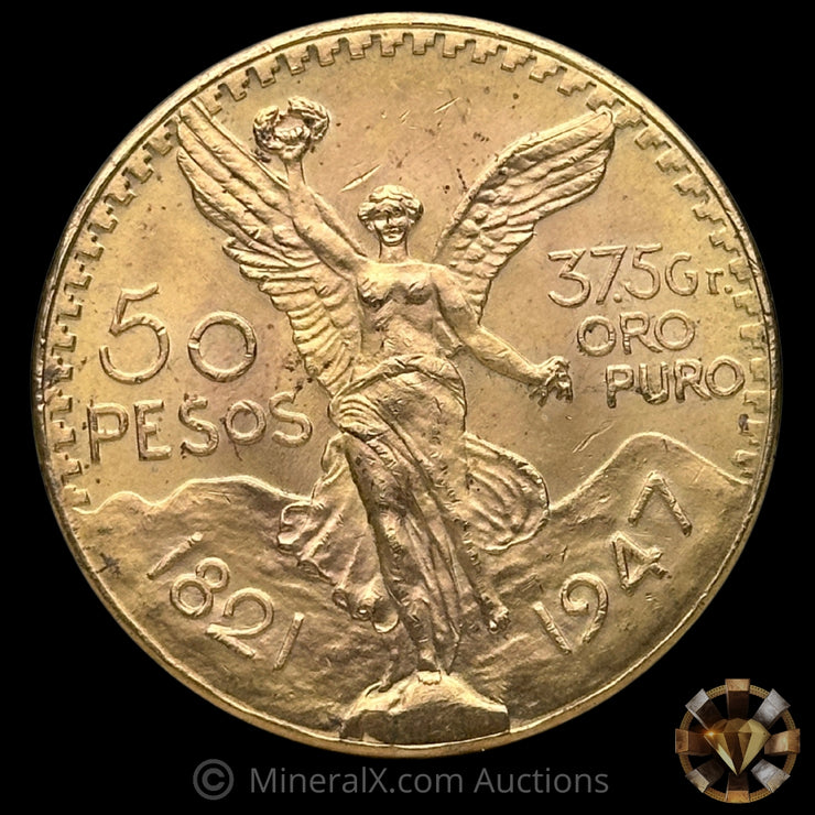 37.5g (1.2057oz) 1821 - 1947 50Pesos Mexican Centenario Gold Coin BU