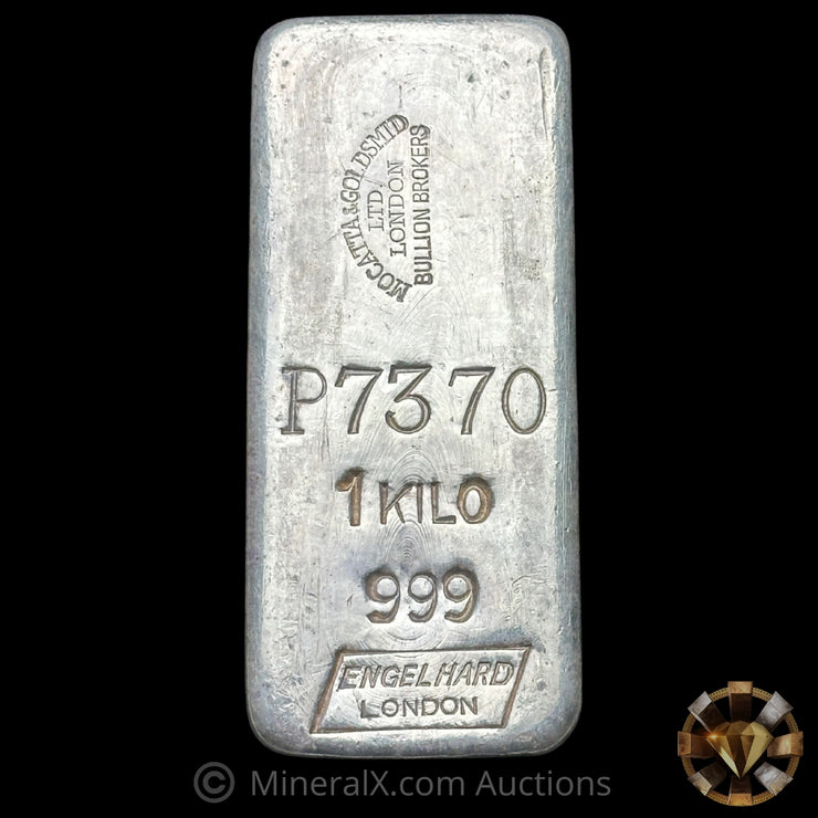 Kilo Engelhard London Vintage Silver Bar With Mocatta & Goldsmid Counterstamp