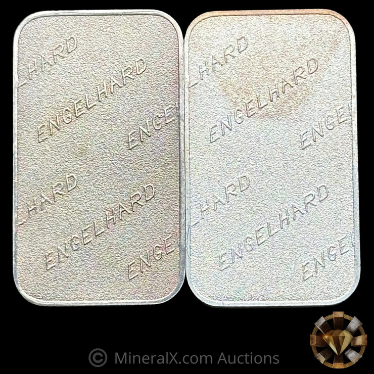x2 1oz Engelhard Australia Vintage Silver Bar Lot (Frosted & Unfrosted E Varieties)