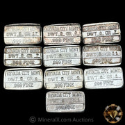 x10 1976 To 1985 Nevada City Mint Vintage Silver Bar Lot With Unique Matching Serial 239 Despite Different Dates(82g Total)
