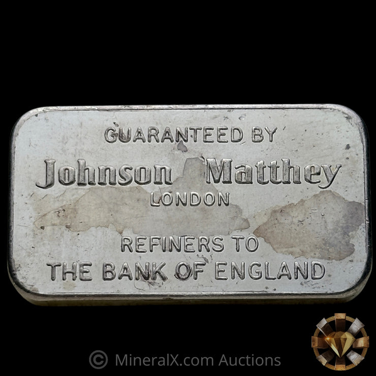 100g JMC Johnson Matthey London Vintage Silver Bar