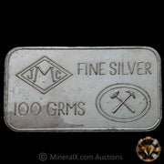 100g JMC Johnson Matthey London Vintage Silver Bar