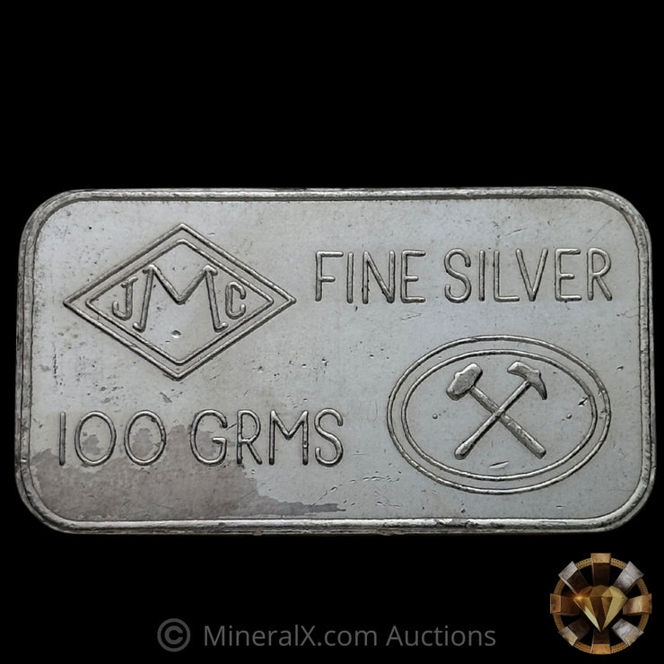100g JMC Johnson Matthey London Vintage Silver Bar