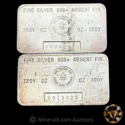 x2 1oz RCM Vintage Silver Bar Lot