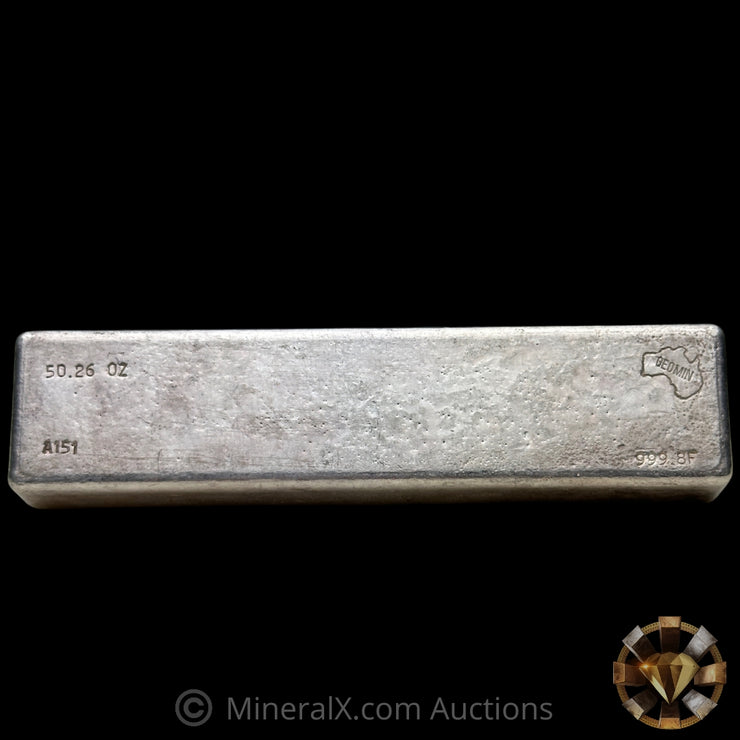 50.26oz Geomin Australia Rare Reverse Stamp Vintage Silver Bar