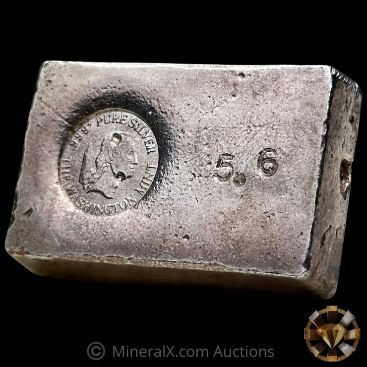 5.6oz The Washington Mint Odd Weight Vintage Silver Bar With Deep Struck Hallmark