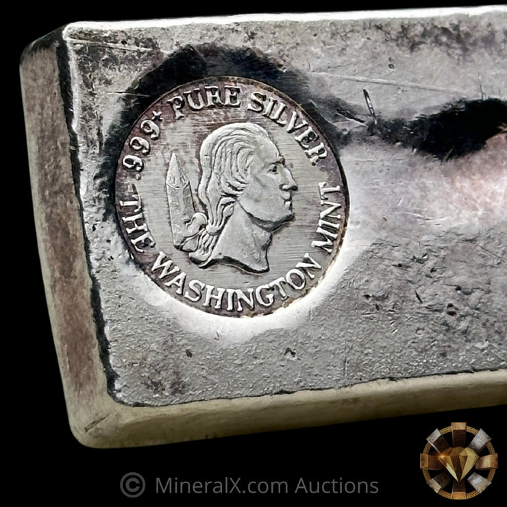 3.5oz The Washington Mint Unique Odd Weight Class Vintage Silver Bar With Deep Struck Hallmark