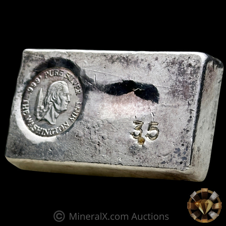 3.5oz The Washington Mint Unique Odd Weight Class Vintage Silver Bar With Deep Struck Hallmark