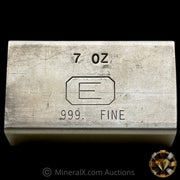 7oz Engelhard E Logo Reverse Stamp Low Serial Variety Industrial Extruded Vintage Silver Bar