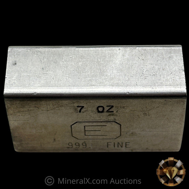 7oz Engelhard E Logo Reverse Stamp Low Serial Variety Industrial Extruded Vintage Silver Bar