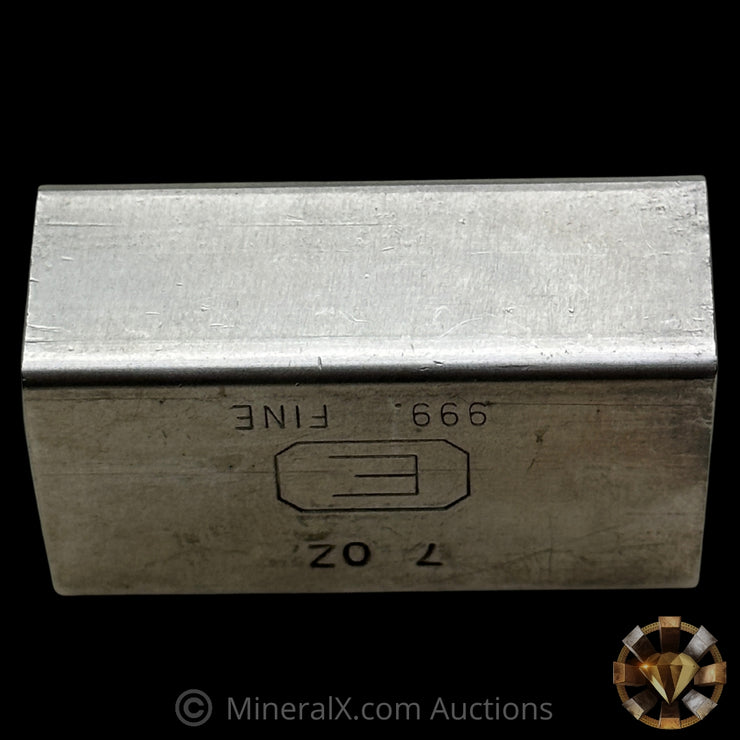 7oz Engelhard E Logo Reverse Stamp Low Serial Variety Industrial Extruded Vintage Silver Bar