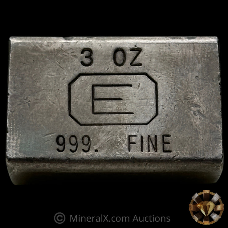 3oz Engelhard E Logo Industrial Extruded Vintage Silver Bar