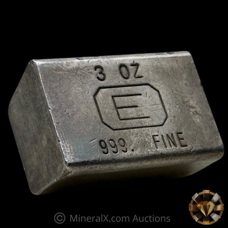 3oz Engelhard E Logo Industrial Extruded Vintage Silver Bar