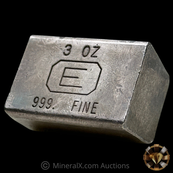 3oz Engelhard E Logo Industrial Extruded Vintage Silver Bar