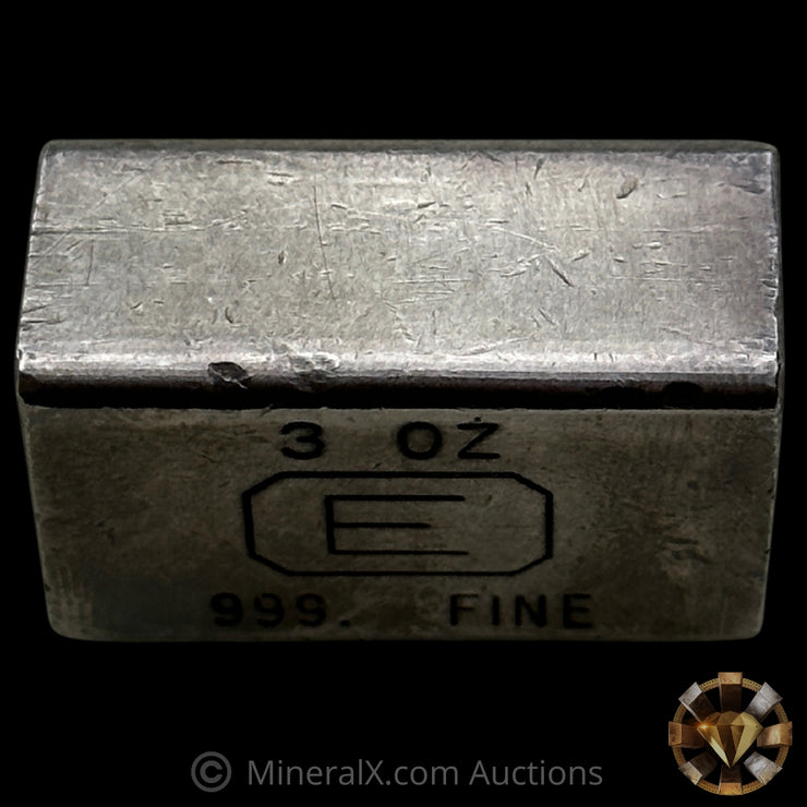 3oz Engelhard E Logo Industrial Extruded Vintage Silver Bar