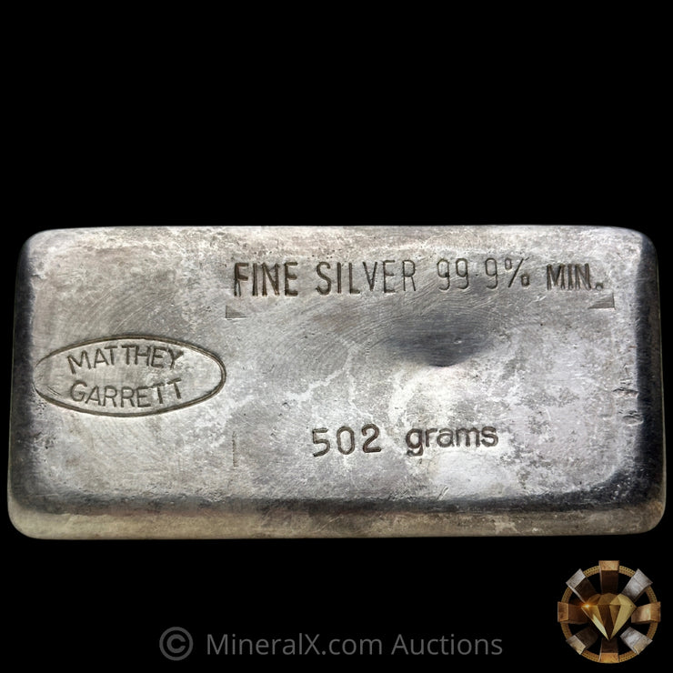 502g Matthey Garrett Vintage Silver Bar