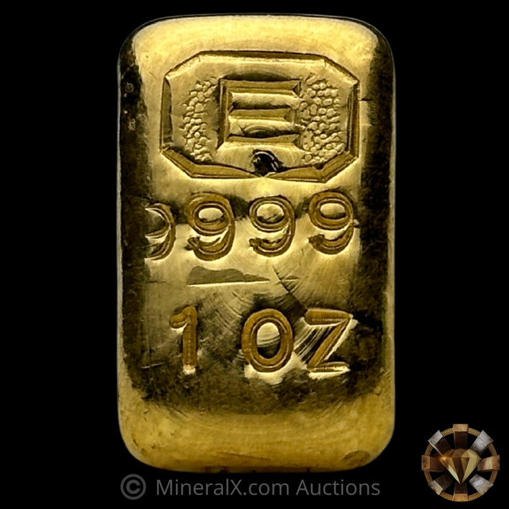 1oz Engelhard E Logo Vintage Gold Bar With Sharp Center Strike Hallmark