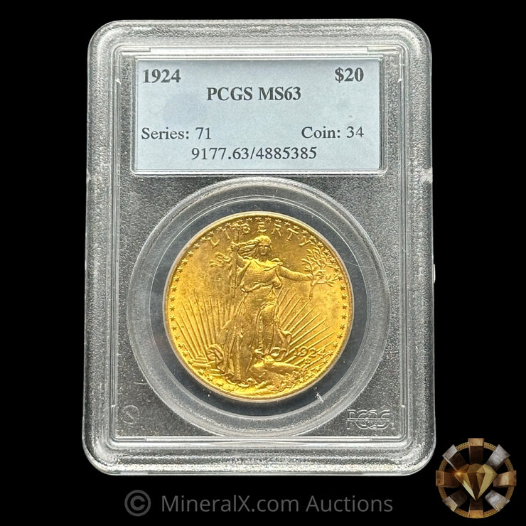 1924 $20 Saint Gaudens Double Eagle Gold Coin PCGS MS63